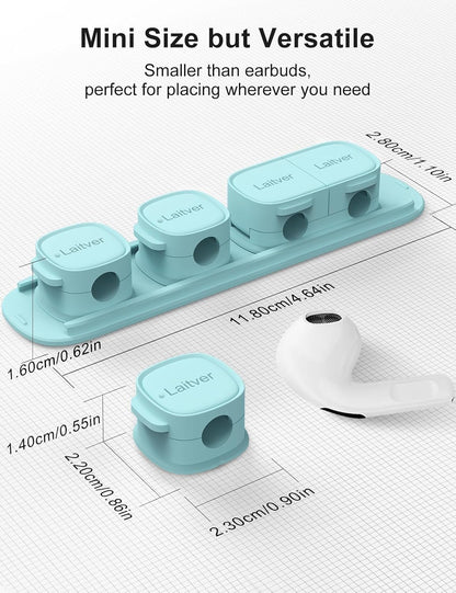 6 Pack Magnetic Cable Clips [1s Open/Lock], Laitver Cord Organizer Holder Strong Adhesive Desk Cable Management- Organize Charging Cords Neatly for Home, Office, Car,Desk, Nightstand
