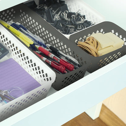 Glad Plastic Storage Basket Set - Multipurpose Drawer Trays, Kitchen Pantry Containers, and Bathroom Bins - 6 Pack Medium Organizers, Grey