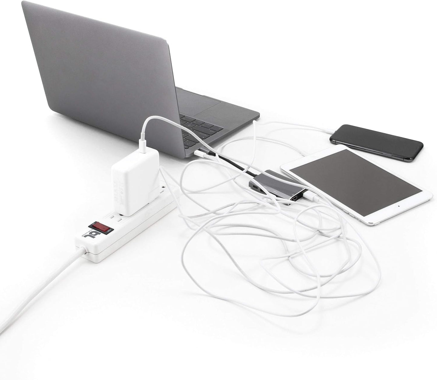 Bluelounge CableBox Mini Cable Management with Small Surge Protector, Black (CBM-BL)