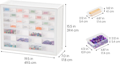 IRIS USA Small Parts Storage Cabinet, Made in USA, 64-Drawer Organizer Chest for Hardware, Screws, Nuts & Bolts, Charms, Beads, Craft Supplies, Scrapbook & Hobby Storage, Teacher Toolbox – White
