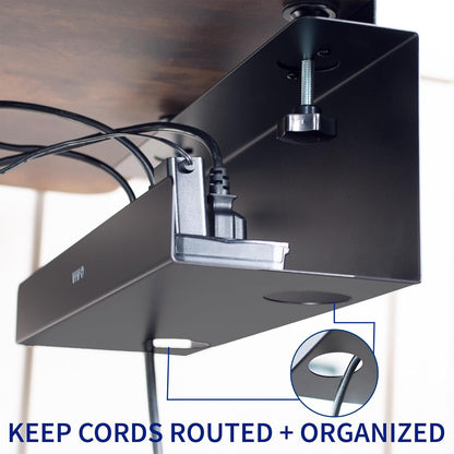 VIVO No Drill Clamp-on 17 inch Power Strip Cable Management Tray, Under Standing Desk Steel Cord Organizer, Black, DESK-CM6L-B