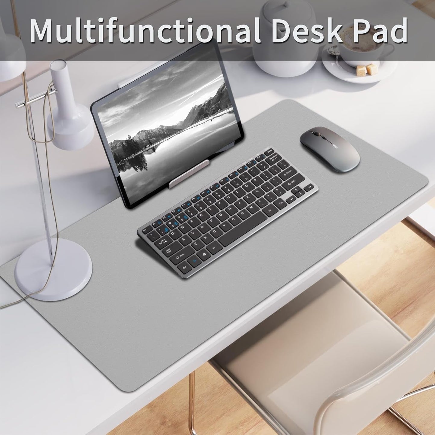 Bloss Leather Desk Pad and Keyboard Wrist Rest, Large Mouse Pad + Keyboard Pad+Mouse Wrist Support, Non-Slip Desk Mat Protector for Office, Home(31.5×15.7 Inches,Beige)