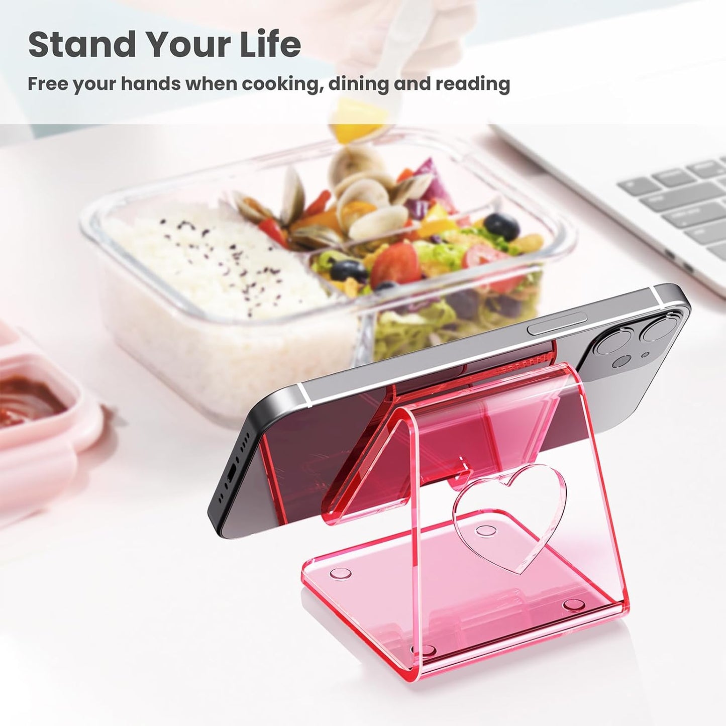 Crpich Acrylic Cell Phone Stand, Portable Phone Holder, Clear Phone Stand for Desk, Compatible with Phone16 15 14 13 Pro Max Mini 12 11 SE, Switch, Android Smartphone, Pad, Tablet, Desk Accessories