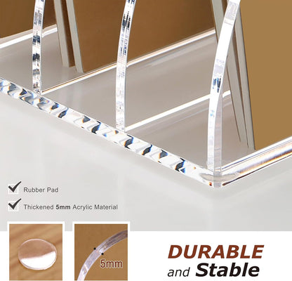SANRUI Acrylic File Organizer, Clear Magazine File Holder Desk Organizer for Office Organization and Storage with 5 Vertical Compartments, Desktop Bookshelf for Home Office Organization