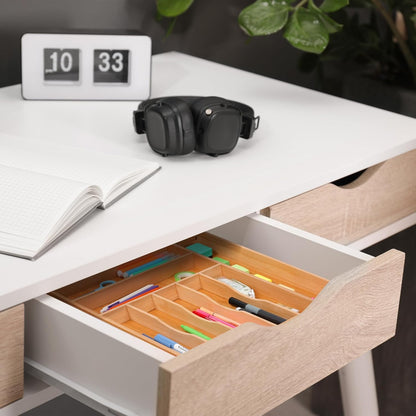 Expandable Bamboo Kitchen Drawer Organizer for Cutlery and Utensils, Adjustable Bamboo Wood Cutlery Tray in Drawer for Flatware and Silverware in Kitchen, (Natural)
