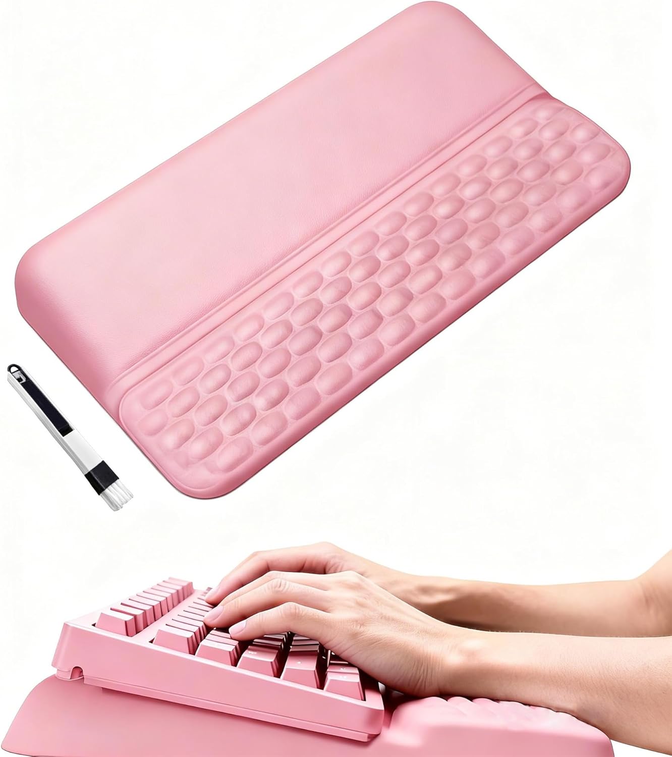 Wrist Rest for Keyboard, Ergonomic Keyboard Stand with Wrist Rest, Soft Memory Foam Wrist pad with Non-Slip Base & Dust Brush, Comfort for Office, Work, Gaming- Black