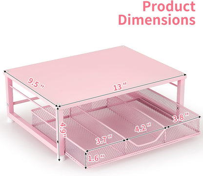 Small Laptop Stand for Desk, Monitor Stand Riser, Office Desk Accessories, Computer Desktop Stand with Drawer for Home, Office, School (Mint Green)