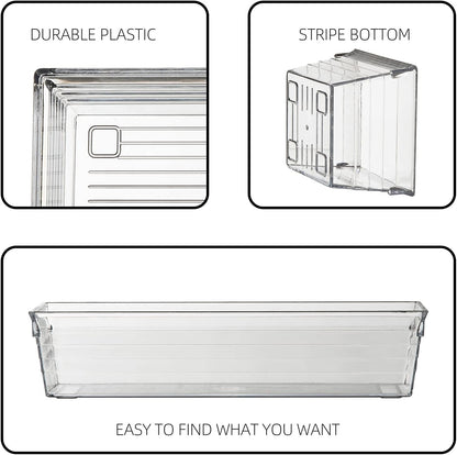 Backerysupply Clear Plastic Drawer Organizer Tray for Vanity Cabinet (Set of 10),Storage Tray for Makeup, Kitchen Utensils, Jewelries, and Gadgets