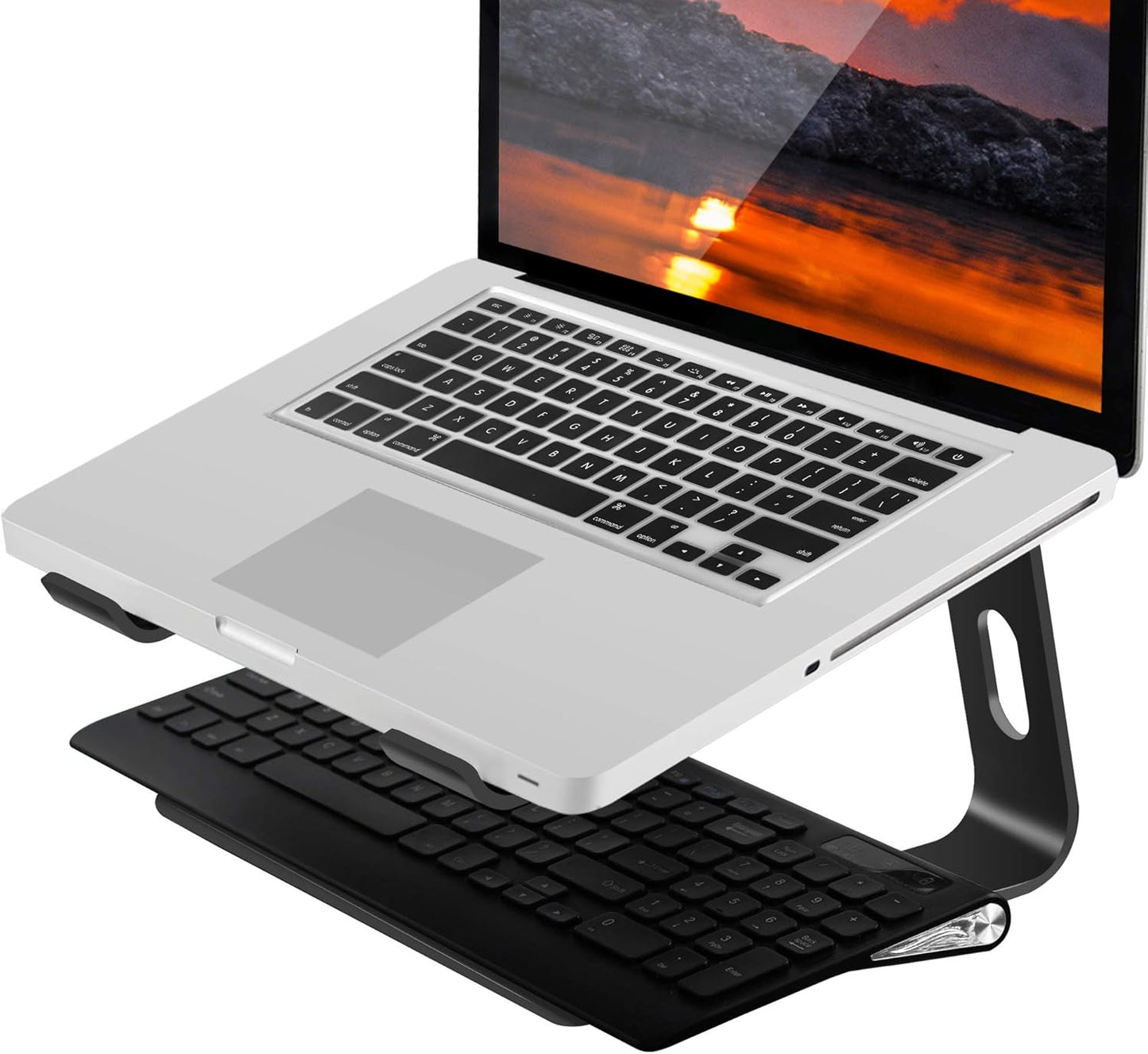 Orionstar Ergonomic Laptop Stand, Premium 5mm Aluminum Riser for 10-15.6 Inch Notebook Computer, Tool-Free Detachable Elevator Holder for Desk Office, Sturdy Riser for Eye-Level Neck Relief (Gold)