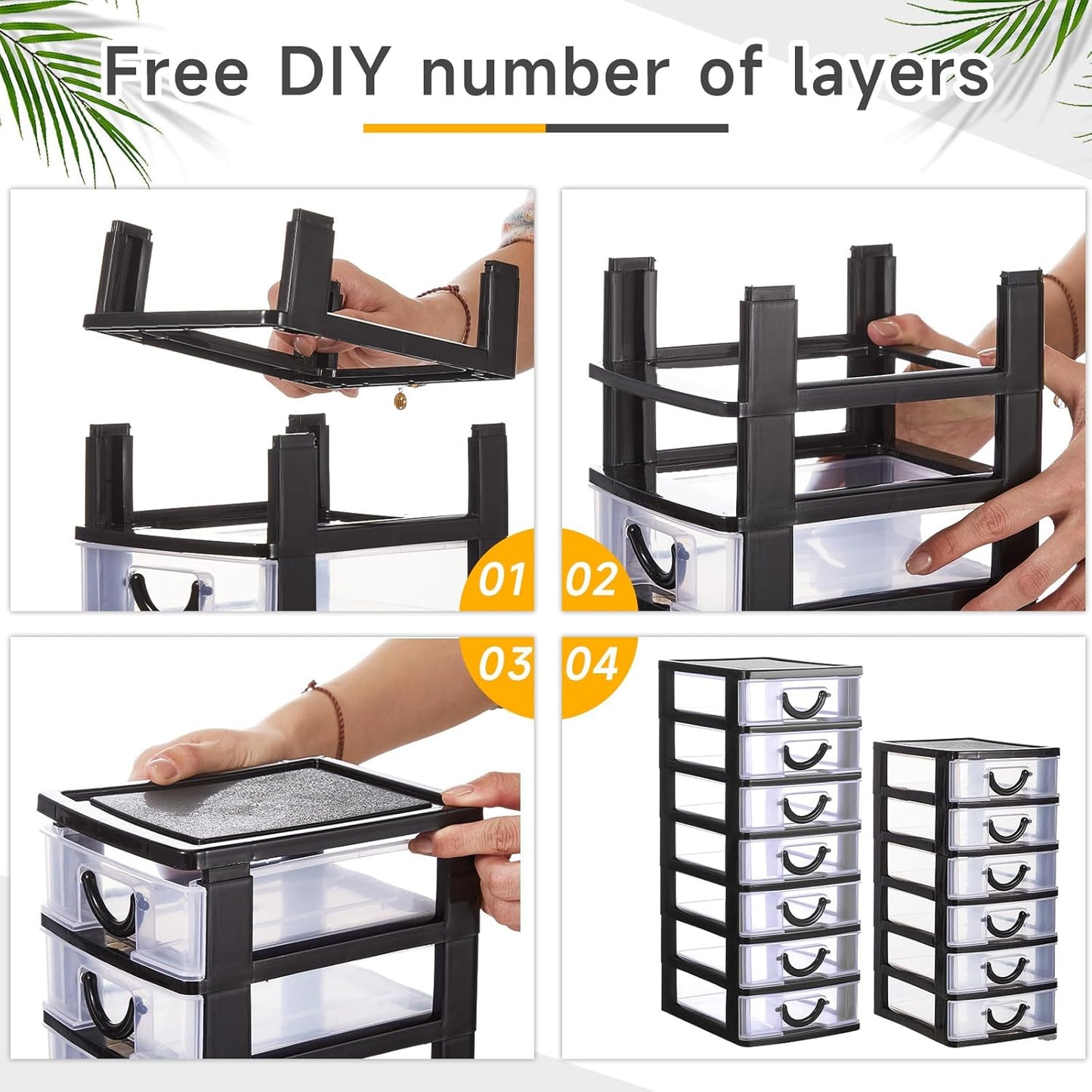 Thyle 2 Pcs Plastic Drawers Organizer Mini Organizer Stackable Plastic Clear Drawer Storage Box Containers Storage Units for Desktop Classroom Craft 6.7 x 4.9 x 13.4 inches(Purple)