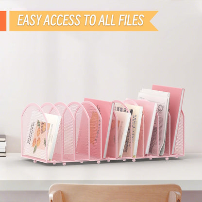 MINDEPOT 5-Section Desk File Organizer, Vertical Desktop File Holder Mail Sorter File Folder Holder Organization for Office School & Classroom (Black - 1Pack)