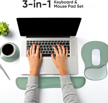Wrist Rest Support for Mouse Pad Keyboard Set Circle Coaster Gaming Mouse Pad Ergonomic Gel Memory Foam Set for Computer, Laptop, Office, Pain Relief, Comfortably Typing Flowers KM-39