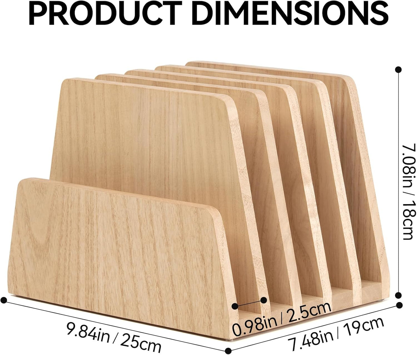KIRIGEN Desktop File Document Holder Stand 7 Slots Mail Paper Organizer Desk Sorter Holder for File Document Organizer Stand for Home Office Natural (7KWJJ-NA)