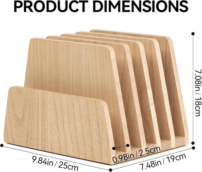 KIRIGEN Desktop File Document Holder Stand 7 Slots Mail Paper Organizer Desk Sorter Holder for File Document Organizer Stand for Home Office Natural (7KWJJ-NA)