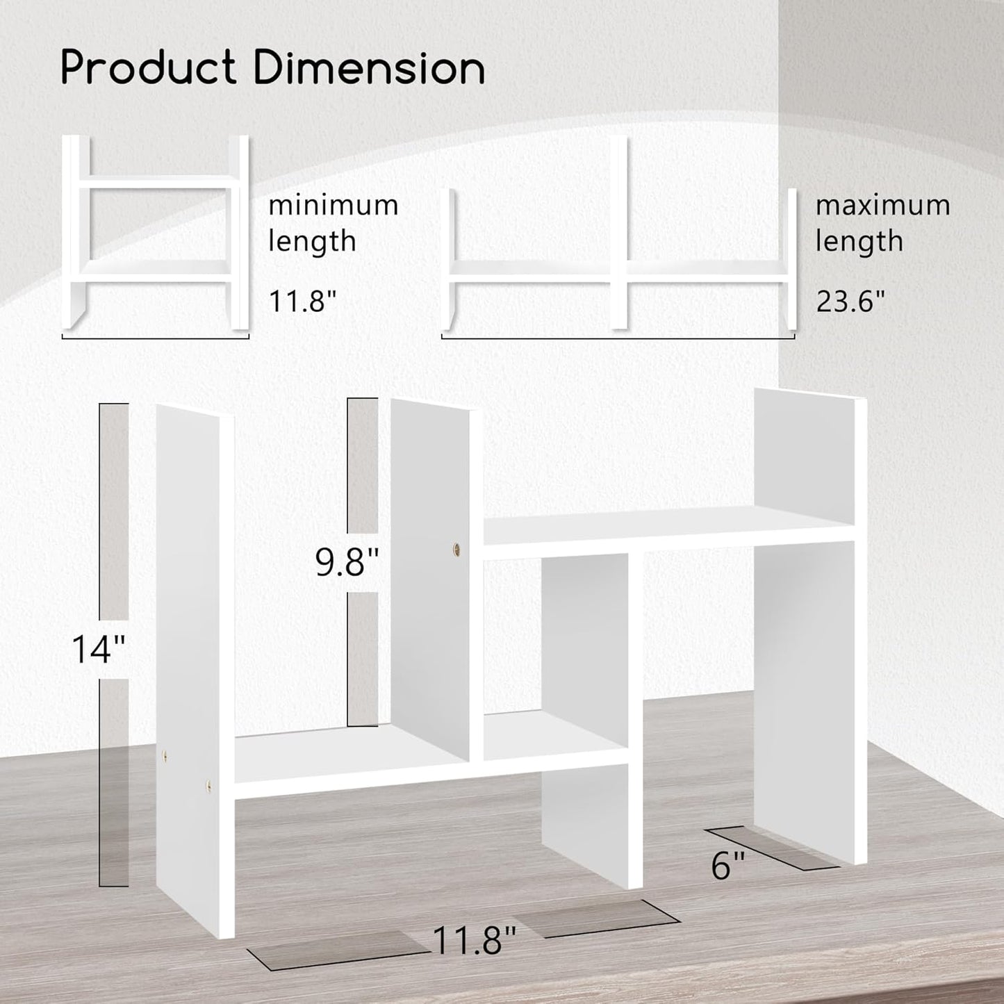 Jerry & Maggie Desktop Organizer Office Storage Rack Adjustable Wood Display Shelf Free Style Double H, Multi-Functional Mini Bookshelf for Desk Natural Stand (Natural Wood Tone)