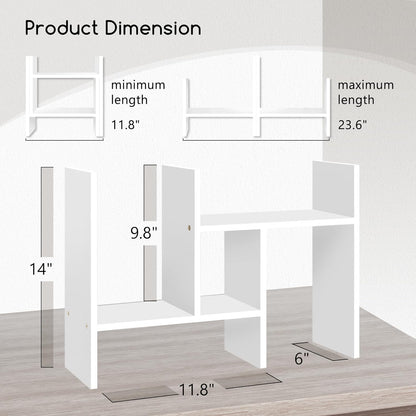 Jerry & Maggie Desktop Organizer Office Storage Rack Adjustable Wood Display Shelf Free Style Double H, Multi-Functional Mini Bookshelf for Desk Natural Stand (Natural Wood Tone)