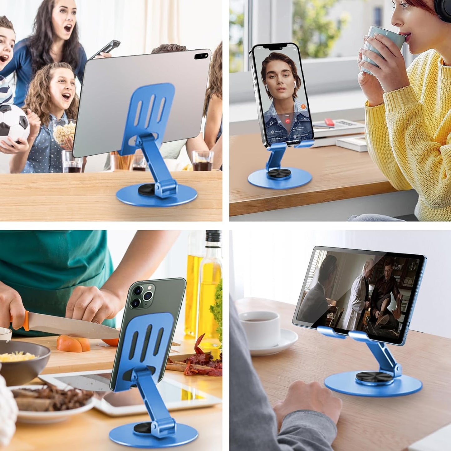 Universal Metal Cell Phone Stand, Multi-Angel Adjustable 360° Rotation Non-Slip Metal Phone Stand Compatible with iPhone 17 16 Pro Max and All Smartphones (Purple)