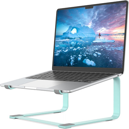 SOUNDANCE Laptop Stand for Desk, Ergonomic Metal Computer Riser for 12-17.3 Inch Laptops, Heavy Duty Stable Desktop Holder, Improves Eye Level & Workspace Organization, Silver