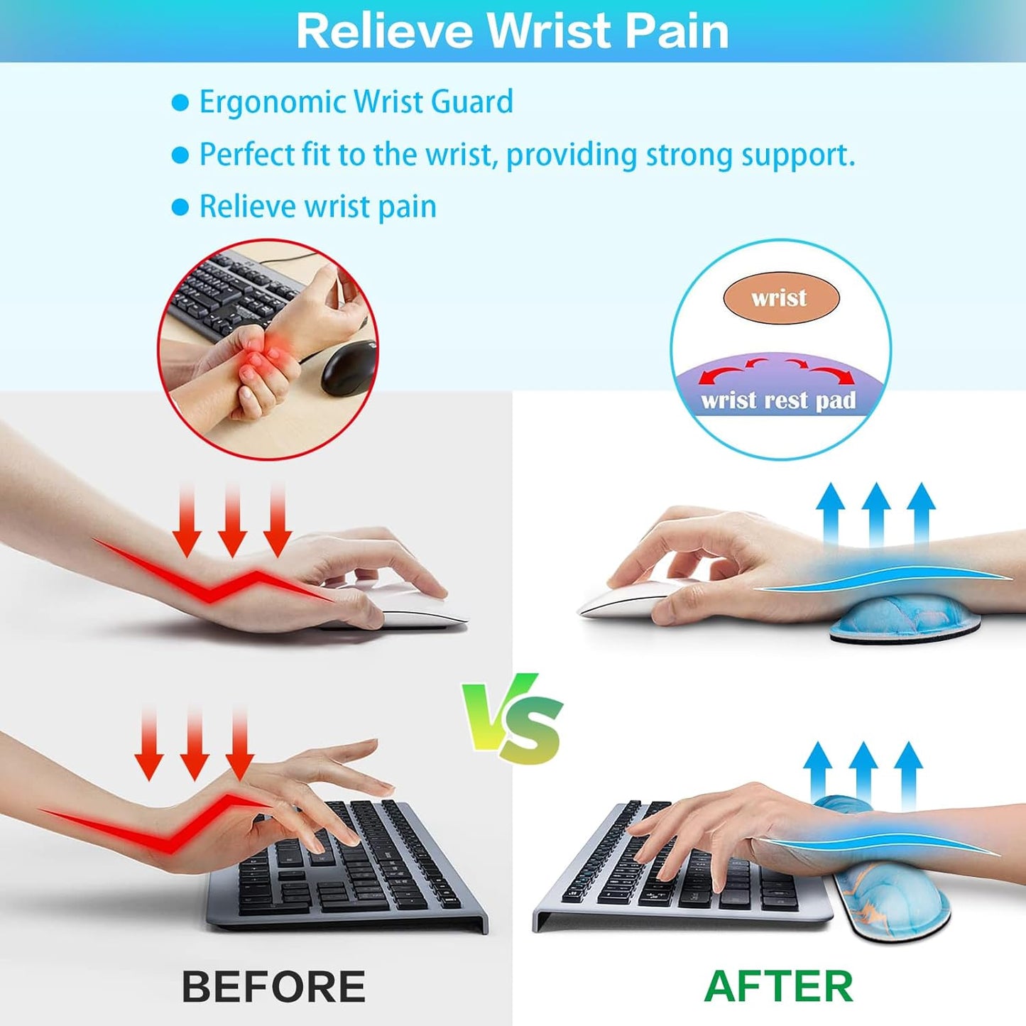 Desk Mat, Large Gaming Mouse Pad with Wrist Rest, 4in1 XXL Mousepad+Keyboard Wrist Rest+Mouse Pad Wrist Support+Cup Coaster Set Ergonomic Floral Computer Desk Arm Wrist for Decor Home Office Women