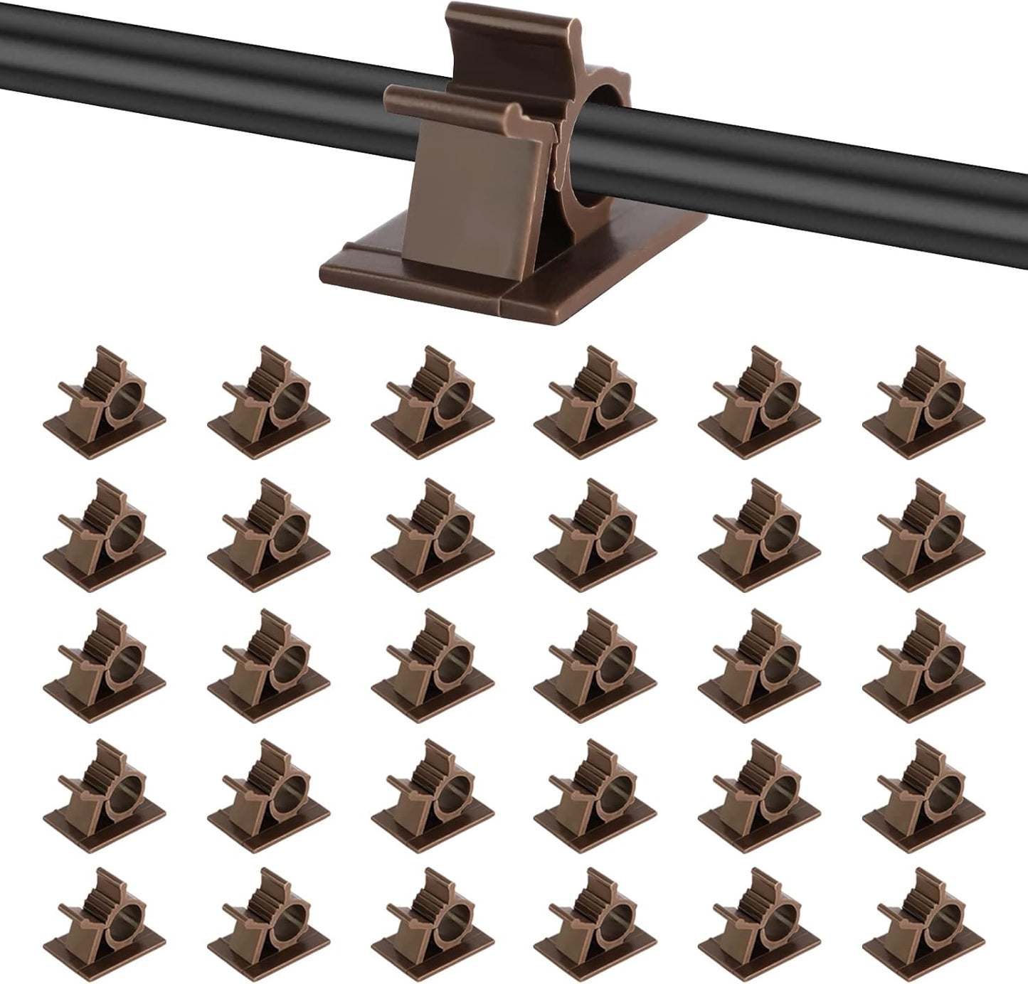 Viaky 30 Pcs Black Clips Self Adhesive Backed Nylon Wire Adjustable Cable Clips Adhesive Cable Management Drop Wire Holder