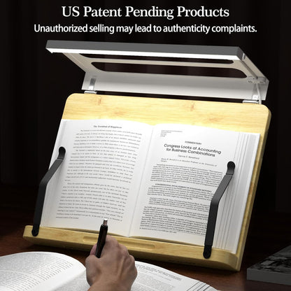 Boyanda Book Stand for Reading – Adjustable & Foldable Book Holder with High CRI 90+ No-Flicker, Eye-Caring LED Light | Anti-Blue Light & Anti-Glare | Hands-Free for Textbooks, Bibles, and Study
