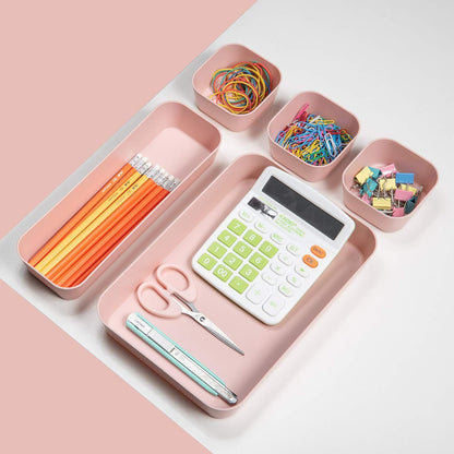 Backerysupply (9 Piece Set) Large Size Plastic Desk Drawer Organizers For Makeup Bathroom Office Kitchen Three Colors
