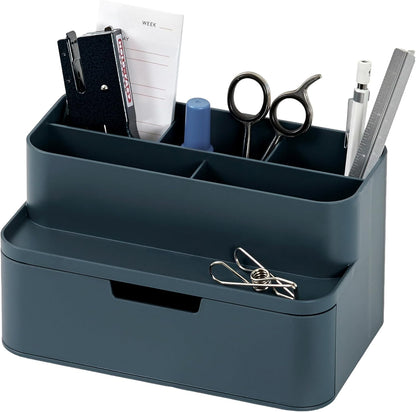 BLUE GINKGO Compact Desk Organizer – Small 5-Compartment, Half Drawer Storage – Pen Holder, Stationery Organizer for Desktop, Vanity, Shelf (Made in Korea, Green)