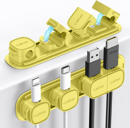 6 Pack Magnetic Cable Clips [1s Open/Lock], Laitver Cord Organizer Holder Strong Adhesive Desk Cable Management- Organize Charging Cords Neatly for Home, Office, Car,Desk, Nightstand