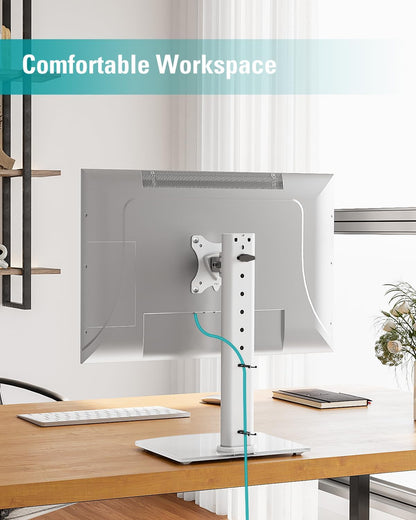 MOUNT PRO Single Monitor Stand Fits Max 32 inch Screen, Free-Standing Computer Desk Stand, Display Mount with Height Adjustable, Swivel, Tilt, Rotation, VESA Monitor Stand 100x100