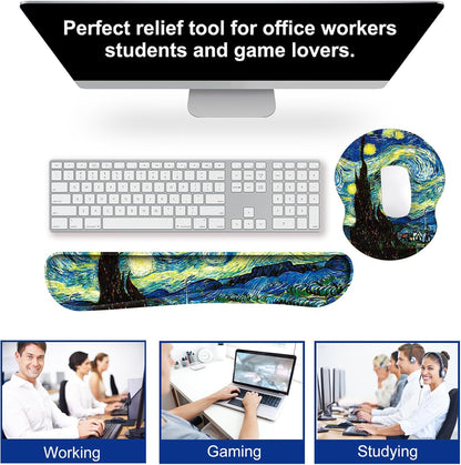 ArtSo Upgraded Wrist Rest Support for Mouse Pad & Keyboard, Ergonomic Gel Mousepad Non-Slip Rubber Base Home,Office Pain Relief, Easy Typing Cushion Neoprene, Soft Memory Foam, Purple Heart Butterfly