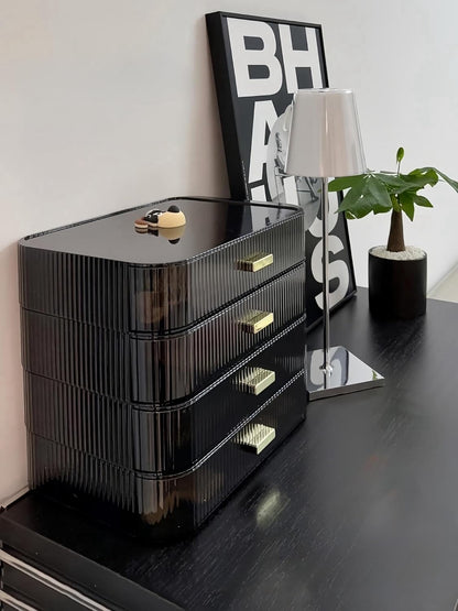 Stackable Cosmetics Organizer Drawers, Bathroom Vanity Makeup Organizers and Storage, Ideal for Desk and Dresser Countertops, Great for Palette, Skincare, Lipsticks, Nail Care. Green