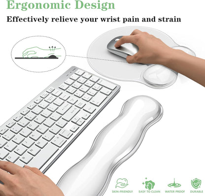 Wrist Rest for Keyboard- Ergonomic Gel Keyboard Wrist Rest and Mouse Pad Set, Non-Slip PU Base for Office, Laptop & Gaming - Green