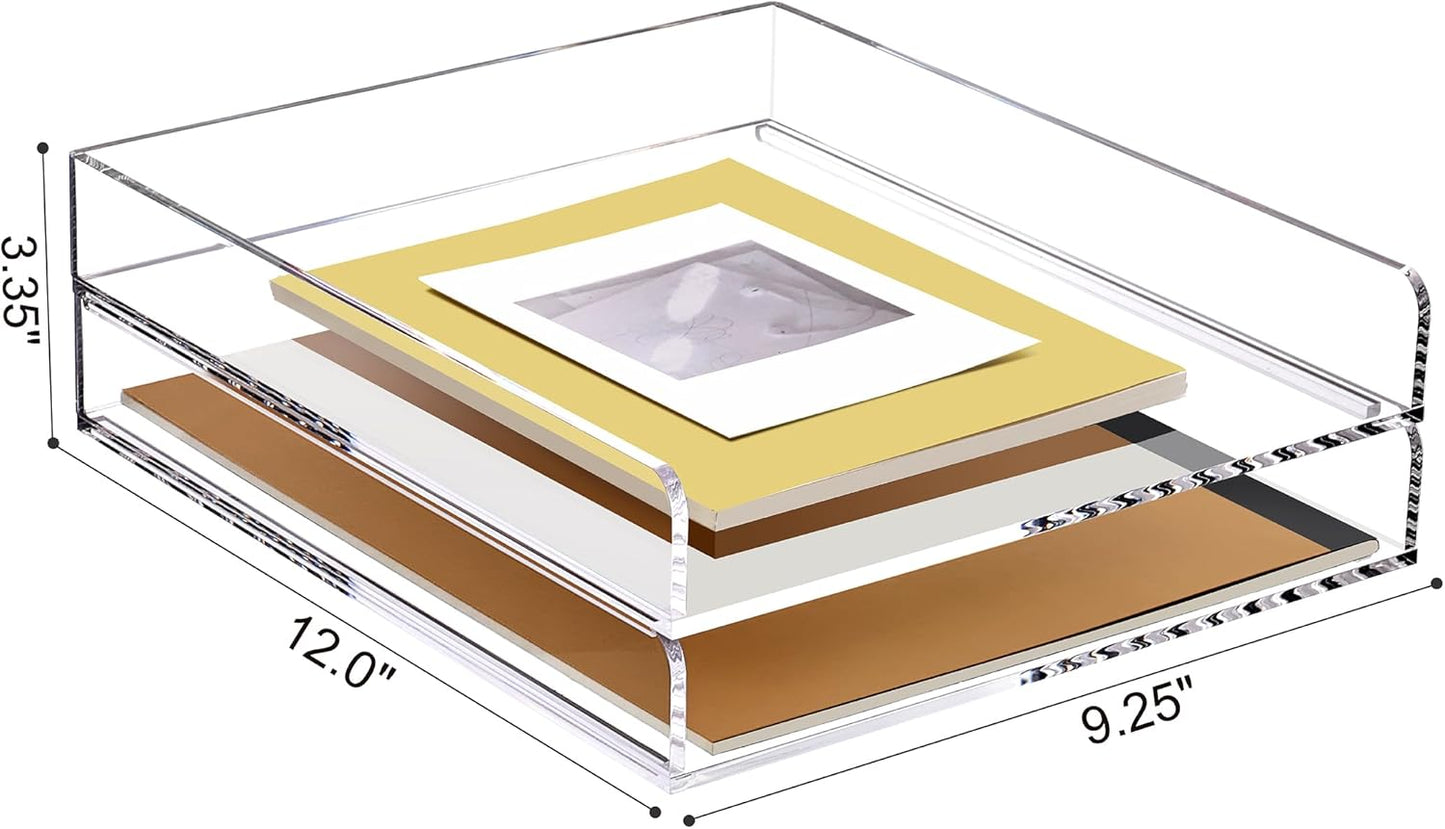 SANRUI 4 Tier Clear Desk Paper Letter Organizer Trays, A4 Stackable File Document Tray, Acrylic Desk Organizers and Accessories Sorter, Workspace Office Supplies Organizers,12.4inx8.86inx6.64in