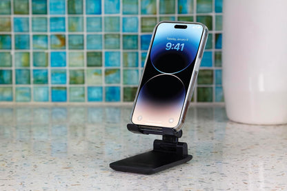 Scosche SUFMPS-SP Universal Cell Phone Stand and Holder with Non-Slip Cradle, Foldable, Adjustable Non-Magnetic Mount for Home Office Desk or Travel Compatible with iPhone, Tablet and All Devices