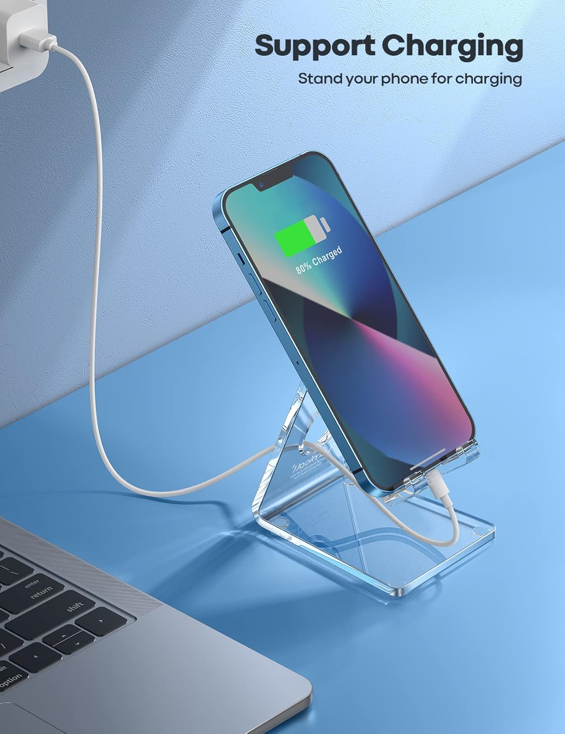 Lamicall Cell Phone Stand, Phone Dock: Cradle, Holder, Stand for Office Desk - Black