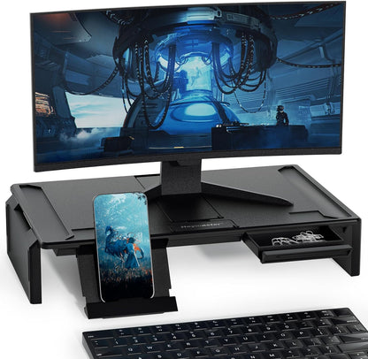 Heymaster Ergonomic Monitor Stand Riser, Laptop Stand Foldable Muti-Angle Adjustable Portable Foldable Stand with Heat-Vent Compatible with MacBook, Air, Pro, Surface Laptop (9-17 inches) (Black)