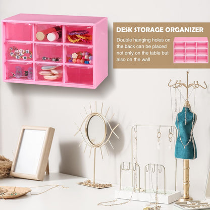 Amyhill 6 Pcs Mini Drawer Organizer Small Organizer with 9 Drawers Plastic Desktop Craft Storage Box for Office Home Room Jewelry Cosmetics Collection(White)
