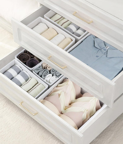 Fordonral 12 Pack Drawer Organizer Clothes, Foldable Fabric Dresser Organizer Closet Organizers and Storage Box for Underwear,Folded Clothes,Baby Clothing,Socks,Bra,Towels,Ties(12 Pack,Gray)