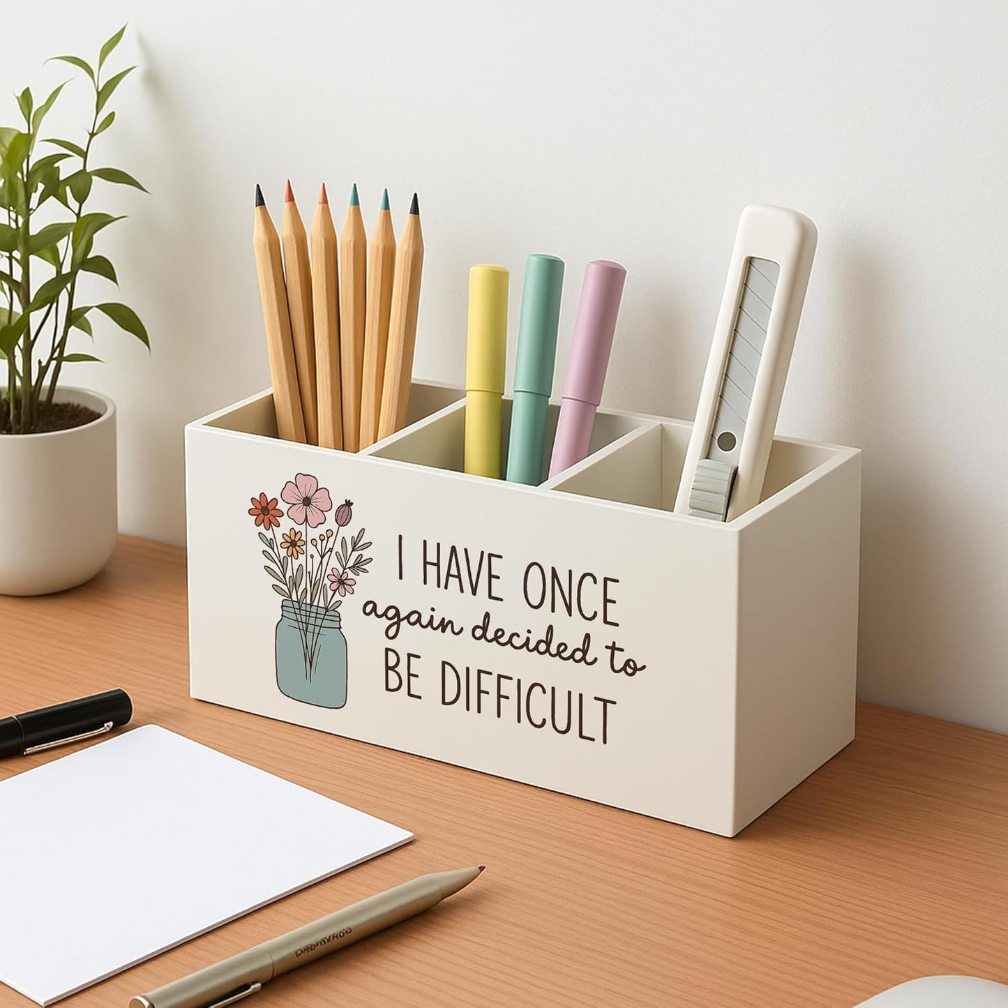 Boho Floral Mental Health Pen Holder for Desk, Special Education Classroom Must Haves, Inspirational Autism ADHD Awareness Pencil Holder for Classroom Therapy Office