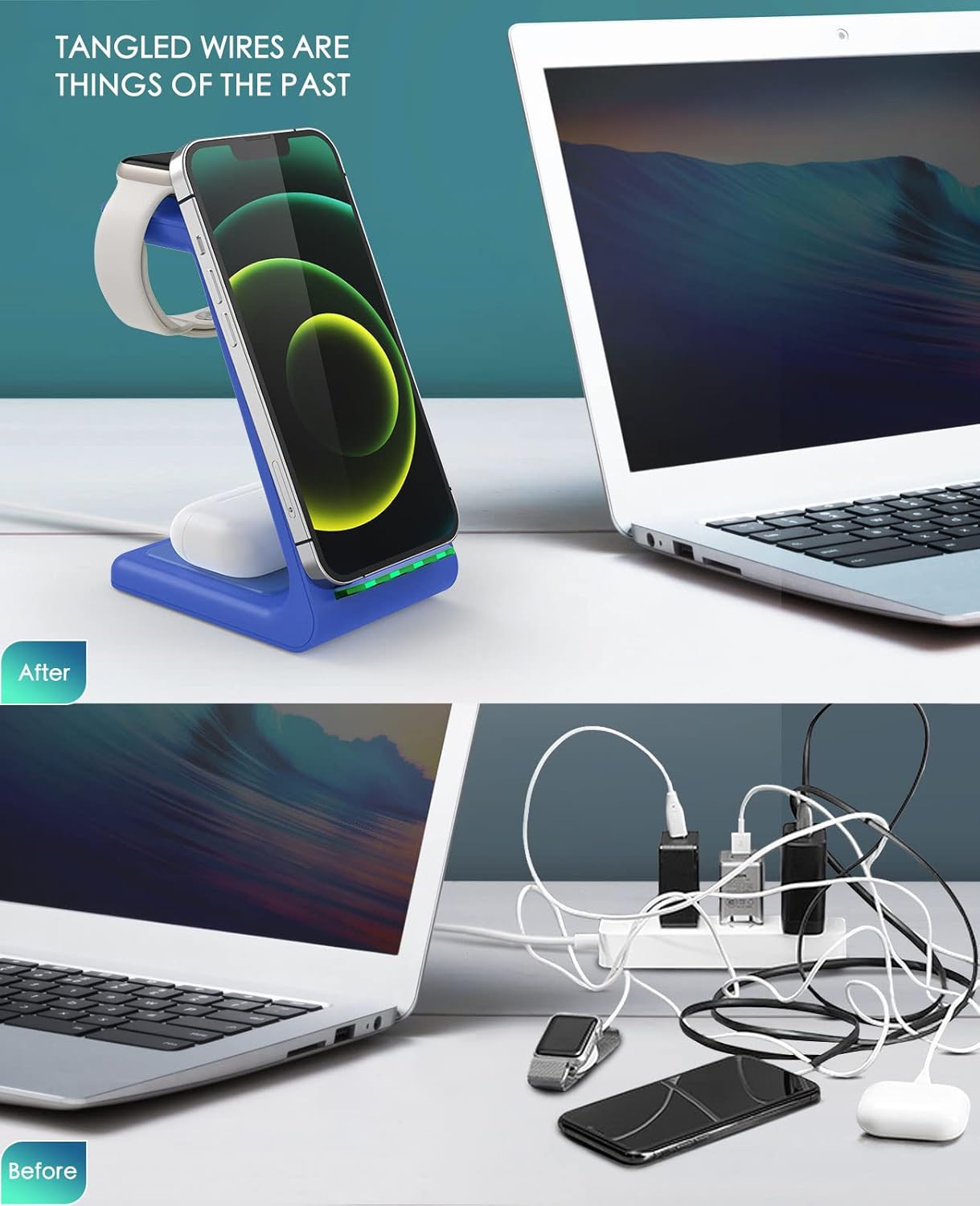 3 in 1 Wireless Charging Station, 2026 Upgraded Fast Desk Charger Station for iPhone 17 16 15 14 13 12 Pro Max Plus, Charger Stand for Apple Watch 10 9 8 7 6 5 4 3 2 SE, Airpods 4 3 2 Pro(Black)