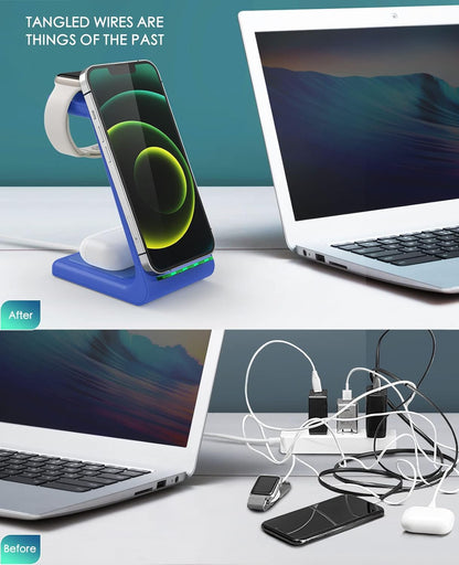 3 in 1 Wireless Charging Station, 2026 Upgraded Fast Desk Charger Station for iPhone 17 16 15 14 13 12 Pro Max Plus, Charger Stand for Apple Watch 10 9 8 7 6 5 4 3 2 SE, Airpods 4 3 2 Pro(Black)
