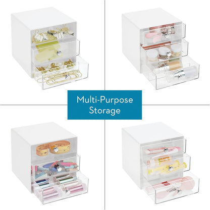 iDesign Divided 3-Drawer Stackable Organizer for Glasses, Sunglasses, and Readers - Black/Clear