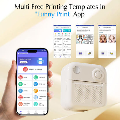 Wireless Portable Thermal Label Printer, Bluetooth Label Maker Machine with 2 Lable Rolls, Sticker Maker Supports 12-50mm Lables, Pro-App with Multi Templates and Icons, High-Definition Clarit