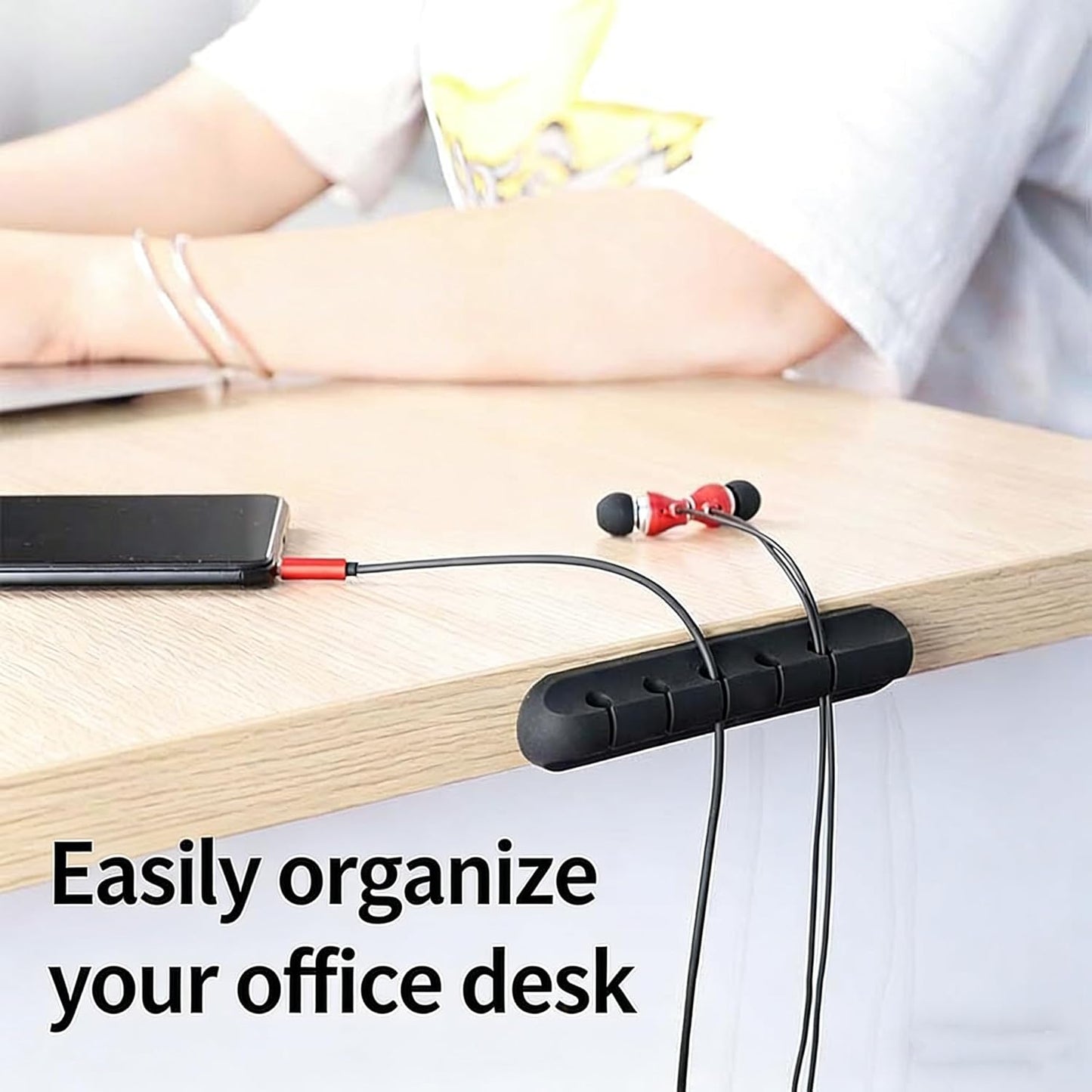 3 Pack Silicone Cable Organizer Clips, Adhesive Cord Holder for Desk, 3/5/7 Slot Cable Management Clips, Desktop Wire Organizer for Charging Cables, Headphones, Mouse, Office & Home