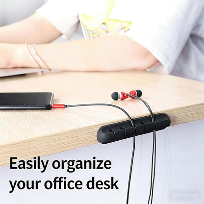 3 Pack Silicone Cable Organizer Clips, Adhesive Cord Holder for Desk, 3/5/7 Slot Cable Management Clips, Desktop Wire Organizer for Charging Cables, Headphones, Mouse, Office & Home