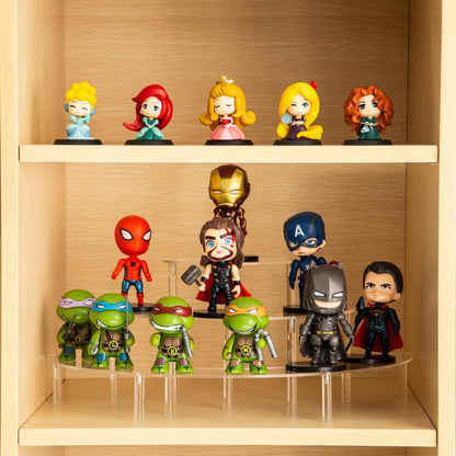 HENABLE Acrylic Display Riser - 3 Tier Clear Cupcake Stand, Perfume Organizer, Half Moon Dessert Stand, Shelf for Food, Amiibo Funko POP Figure Display