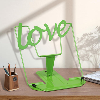 Honagu Adjustable Metal Book Holder, Document Holder, Sturdy Typing Stand for Cookbooks, Textbooks, Tablets, Music Books (Green)