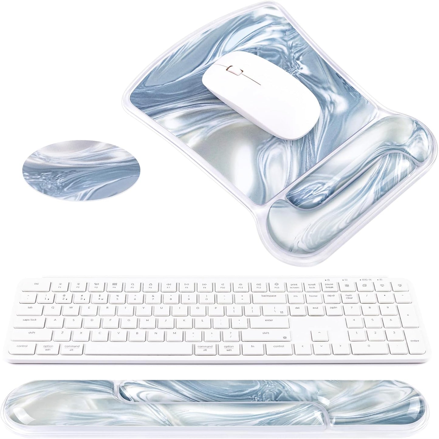 Ospelelf Mouse Pad with Wrist Rest and Ergonomic Gel Keyboard Hand Wrist, Support for Typing Gaming, Relieve Wrist Pain, Cool & Easy to Clean, for Office, Programmer, Home Computer Use, Pink