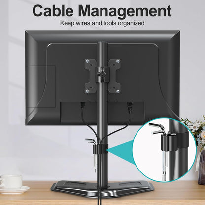 MOUNT PRO Single Monitor Stands Fits 13-32 inch/17.6 lbs Screen, Free-Standing Computer Monitor Mount for Desk, Display Standing with Adjustable Height/Tilt/Swivel/Rotation, VESA 75x75 100x100