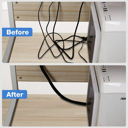 JOTO 4 Pack Cable Management Sleeve, 19-20 Inches Cord Organizer System with Zipper for TV Computer Office Home Entertainment, Flexible Cable Sleeve Wrap Cover Wire Hider System -Black